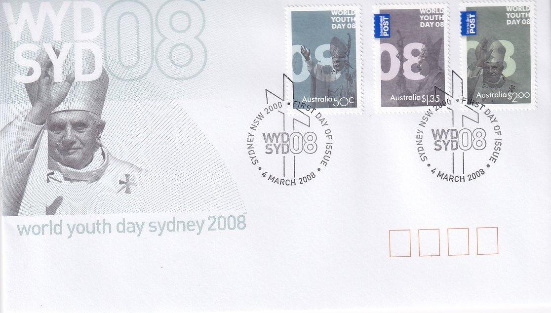 2008 Australian First Day Cover - World Youth Day Gummed FDC (3) - Loose Change Coins