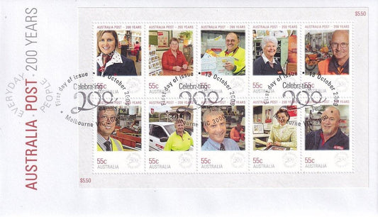 2009 Australian First Day Cover - 200 Years of the Post Office/Australia Post - Everyday People - Loose Change Coins