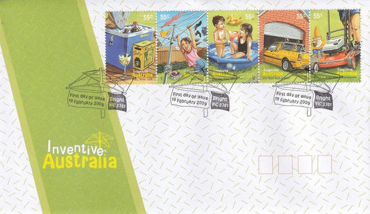 2009 Australian First Day Cover - Inventive Australia Gummed FDC Strip 5 - Loose Change Coins