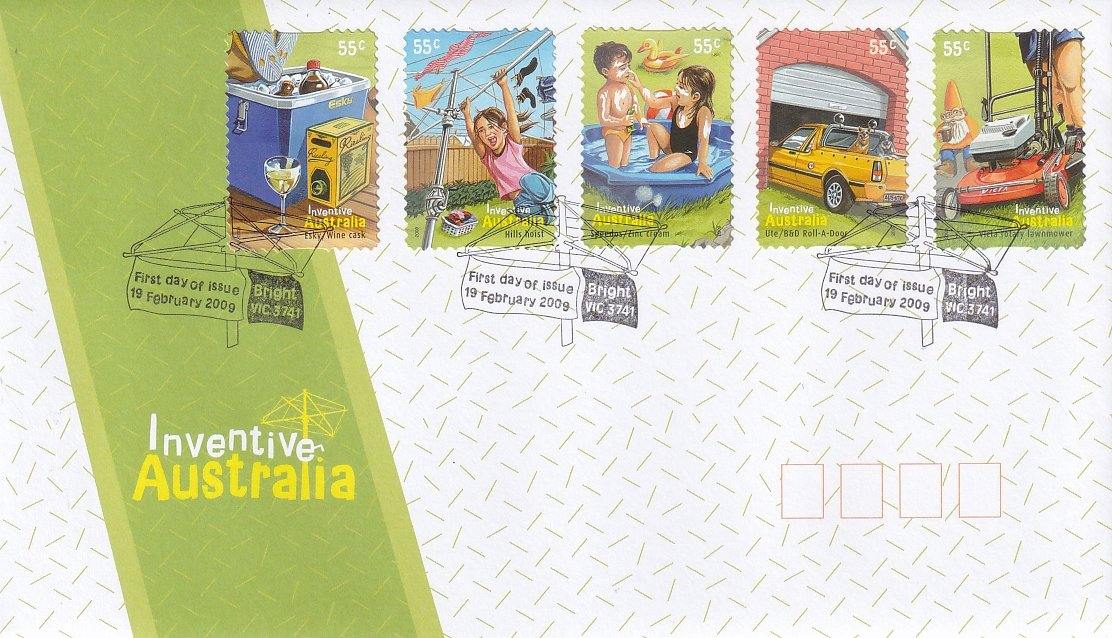 2009 Australian First Day Cover - Inventive Australia Gummed S/A FDC (5) - Loose Change Coins