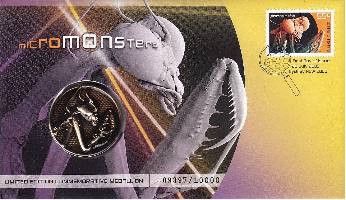 2009 PMC - Micro Monsters Limited Edition Medallion & Stamp Cover - Loose Change Coins