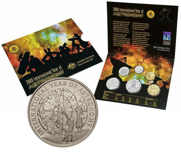 2009 Royal Australian Mint Uncirculated 6 Coin Set - 'International Year of Astronomy' - Loose Change Coins