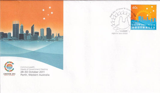 2011 Australian First Day Cover - CHOGM - Perth - 60c CHOGM FDC - Loose Change Coins