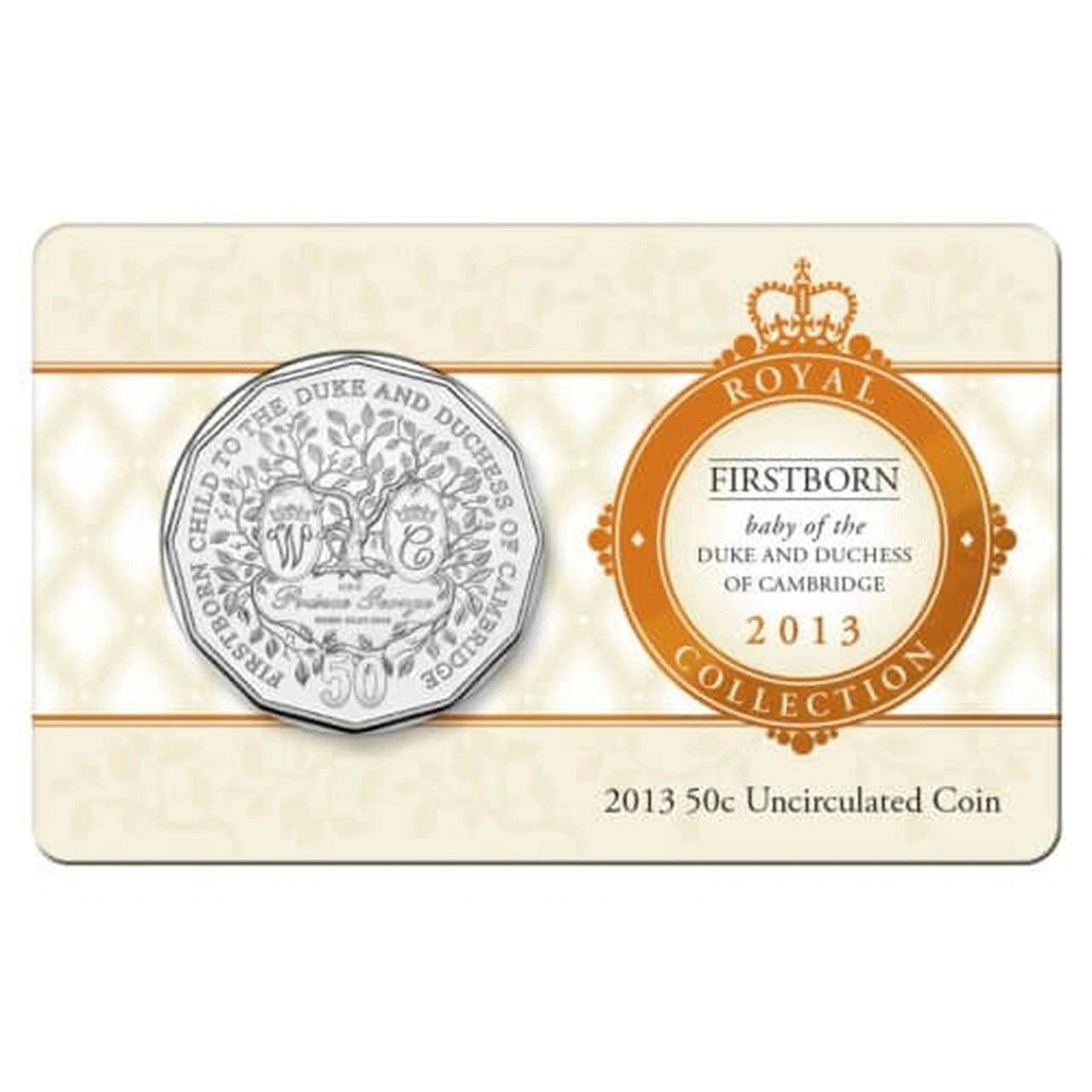 2013 Australian Fifty Cent Coin - Firstborn Baby of The Duke and Duchess of Cambridge - Royal Collection -HRH Prince George - Loose Change Coins