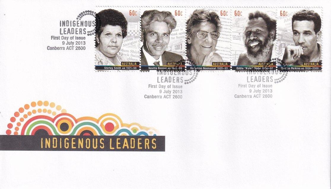 2013 Australian First Day Cover - Indigenous Leaders - Gummed FDC Strip 5 - Loose Change Coins