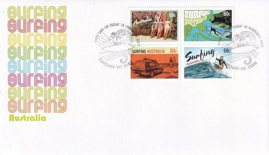 2013 Australian First Day Cover - Surfing Australia - Gummed FDC Block - Loose Change Coins