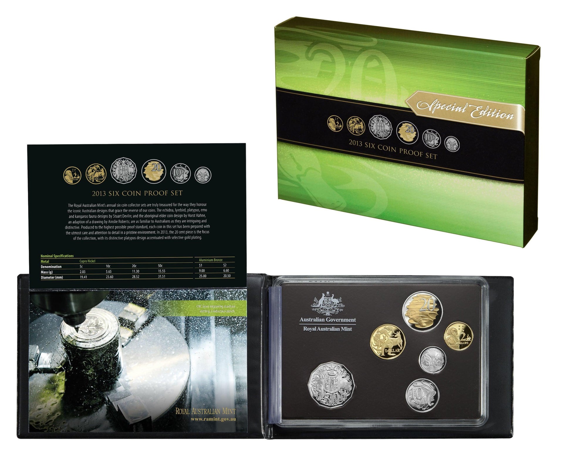 2013 Six Coin Year Proof Set - Special Edition with Selective Gold Plating - Loose Change Coins