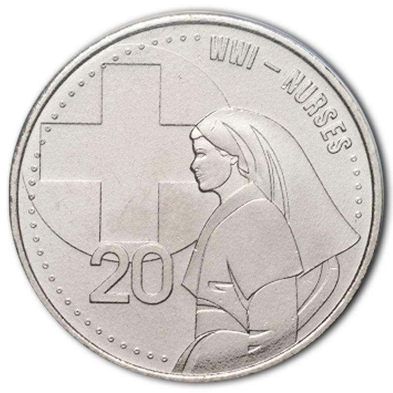 2015 ANZACS Remembered - Nurses 20c Coin - Loose Change Coins