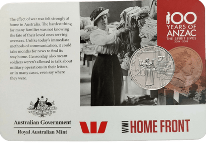 2015 ANZACS Remembered - The Home Front 20c Coin - Loose Change Coins