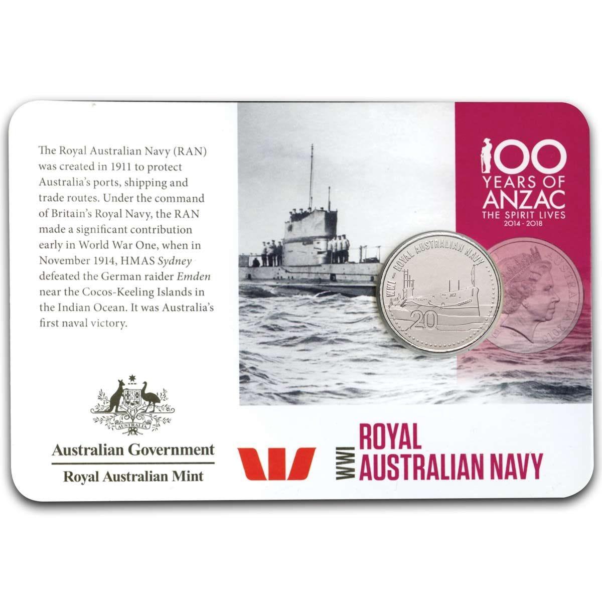 2015 ANZACS Remembered - The Royal Australian Navy - Loose Change Coins