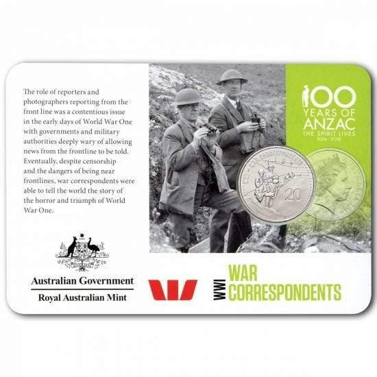 2015 ANZACS Remembered - War Correspondents 20c Coin - Loose Change Coins