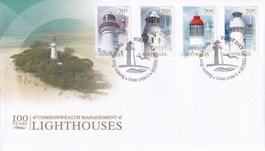 2015 Australian First Day Cover - Lighthouses - Centenary of Commonwealth Management - L/Houses S/A FDC (4) - Loose Change Coins