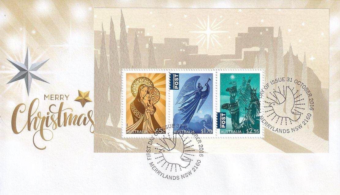 2016 Australian First Day Cover - Christmas 2016 Traditional Issue Miniature Sheet - Loose Change Coins