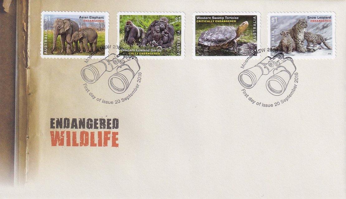 2016 Australian First Day Cover - Endangered Wildlife S/A FDC 5479/82s - Loose Change Coins