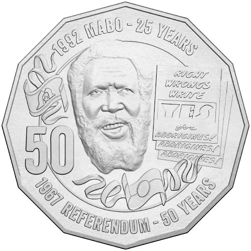 2017 Australian 50 Cent Coin - 50th anniversary 1967 referendum/25th anniversary of the Mabo decision - Uncirculated from Mint Roll - Loose Change Coins