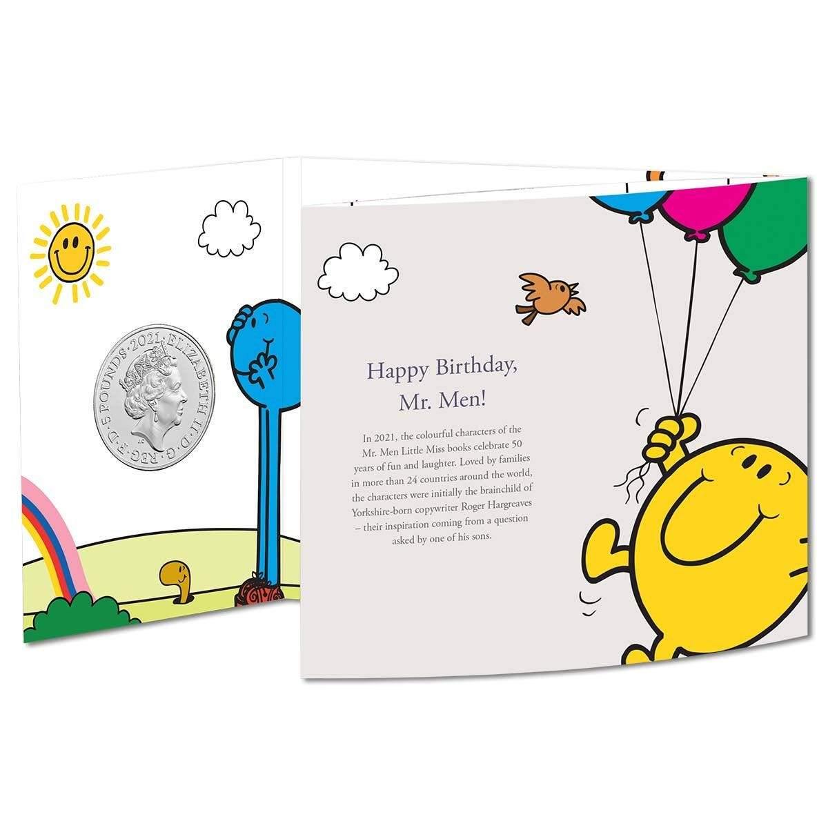 2021 Royal Mint - 50th Anniversary of Mr. Men - Mr. Happy - £5 Brilliant Uncirculated Coin - Loose Change Coins