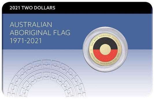 2021 Australian Aboriginal Flag $2 Coloured Uncirculated Coin - Loose Change Coins