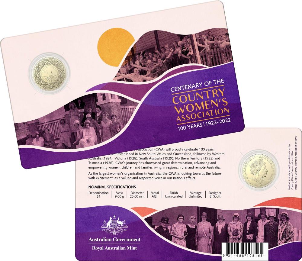 2022 $1 Uncirculated Coin - Centenary of the Country Women's Association - Loose Change Coins