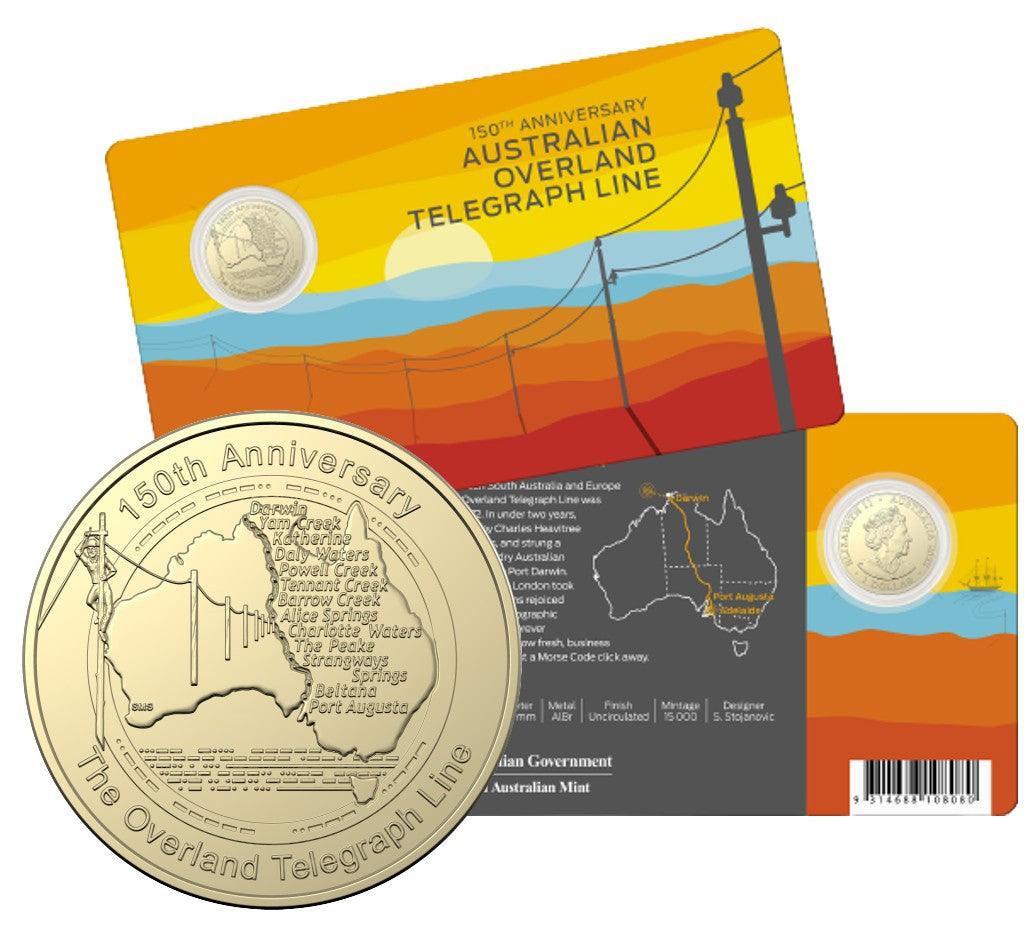 2022 $1 AlBr uncirculated coin - 150th anniversary of Australian Overland Telegraph Line - Loose Change Coins