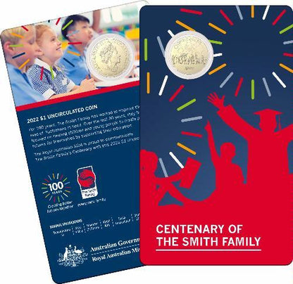2022 $1 AlBr Uncirculated Coin - Centenary of the Smith Family - Loose Change Coins
