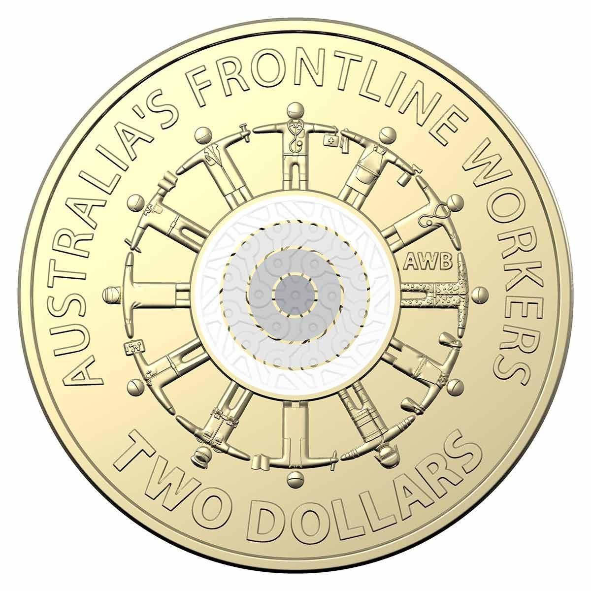 2022 $2 Coloured Coin - Frontline Workers - Uncirculated from RAM Roll - Loose Change Coins