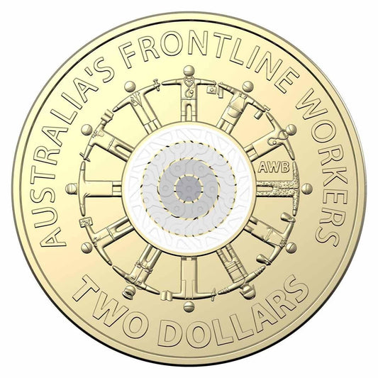 2022 $2 Coloured Coin - Frontline Workers - Uncirculated from RAM Roll - Loose Change Coins