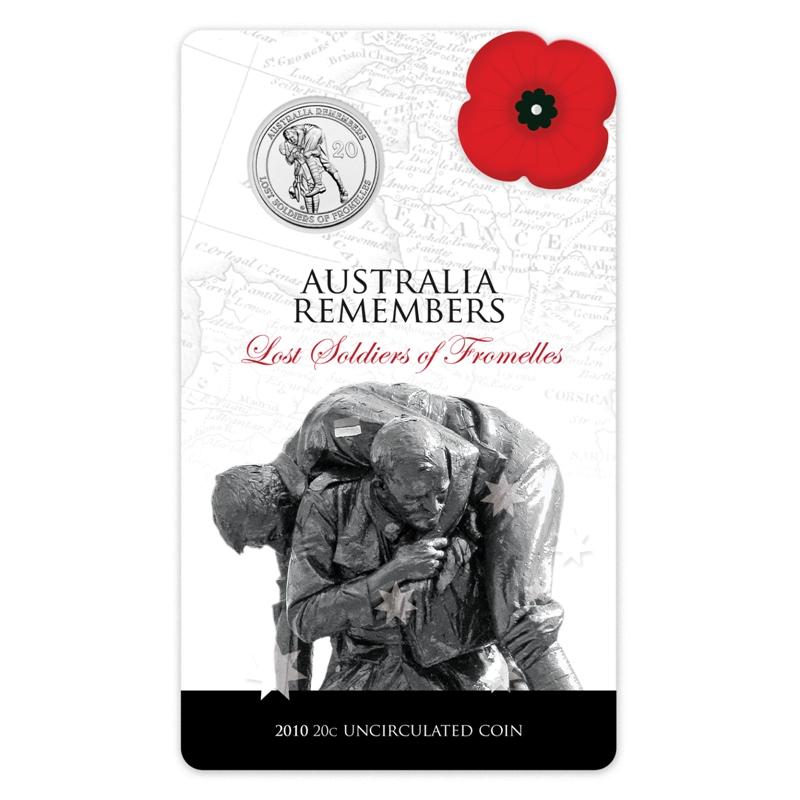 2010 Australian Twenty Cent Coin - NCLT- Australia Remembers - Lost Soldiers of Fromelles - Loose Change Coins