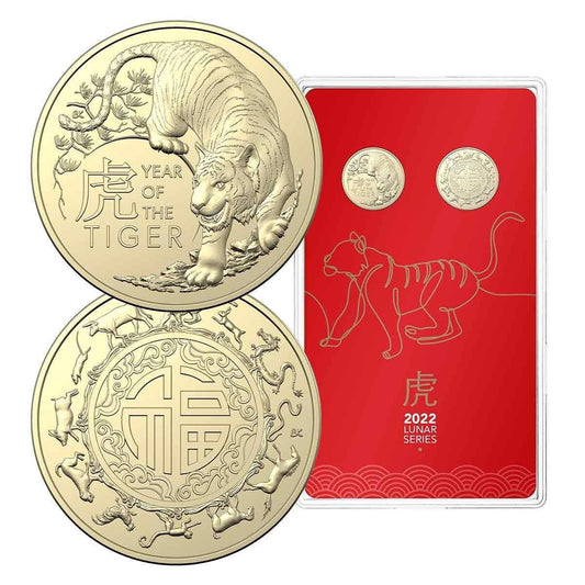 2022 Lunar Year of the Tiger $1 Two Coin Uncirculated Set - Loose Change Coins