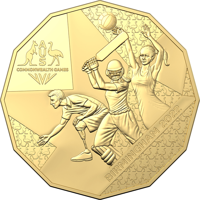 2022 50c CuNi Gold Plated UNC Coin - Commonwealth Games - In Stock - Loose Change Coins