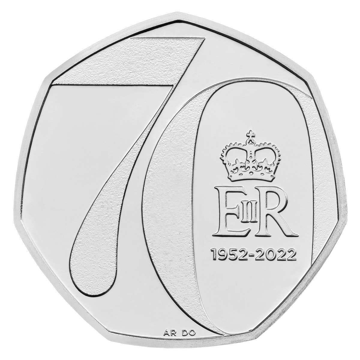 Queen Elizabeth II's Platinum Jubilee 2022 50p Cupro-Nickel Brilliant Uncirculated Coin - Loose Change Coins