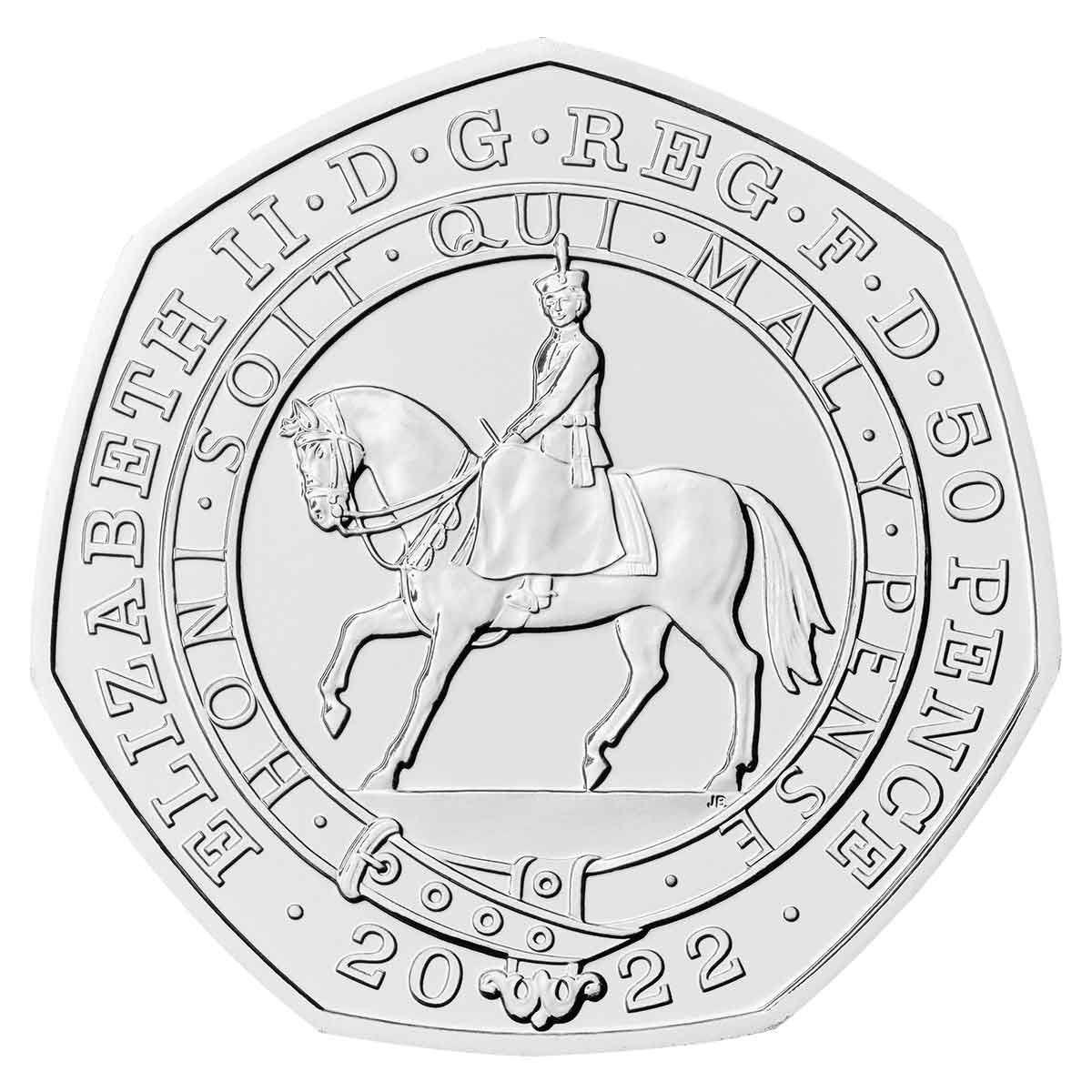 Queen Elizabeth II's Platinum Jubilee 2022 50p Cupro-Nickel Brilliant Uncirculated Coin - Loose Change Coins