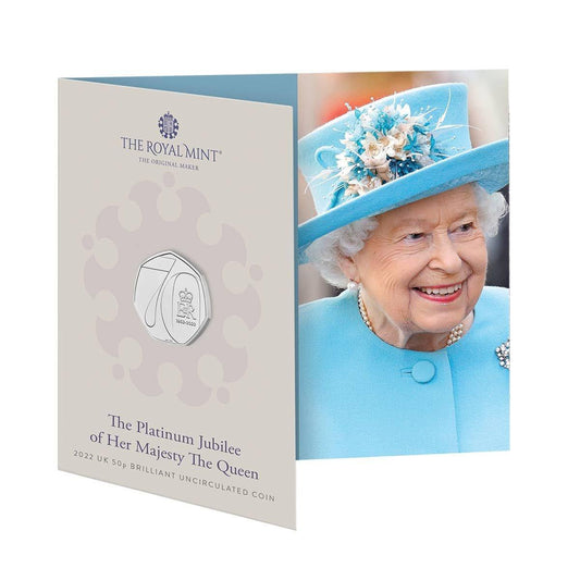 Queen Elizabeth II's Platinum Jubilee 2022 50p Cupro-Nickel Brilliant Uncirculated Coin - Loose Change Coins