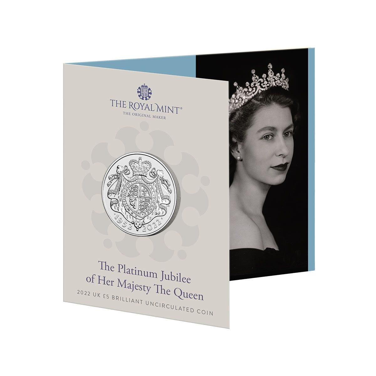 Queen Elizabeth II's Platinum Jubilee 2022 £5 Cupro-Nickel Brilliant Uncirculated Coin - Loose Change Coins