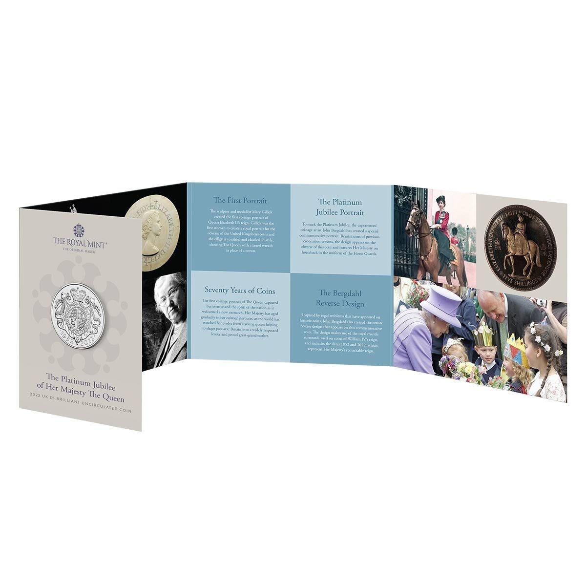 Queen Elizabeth II's Platinum Jubilee 2022 £5 Cupro-Nickel Brilliant Uncirculated Coin - Loose Change Coins