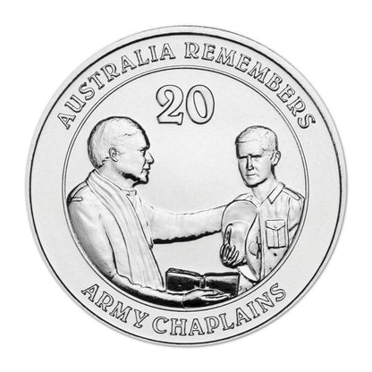 2013 Australian Twenty Cent Coin - Australia Remembers - Army Chaplains - Uncirculated and Carded - Loose Change Coins