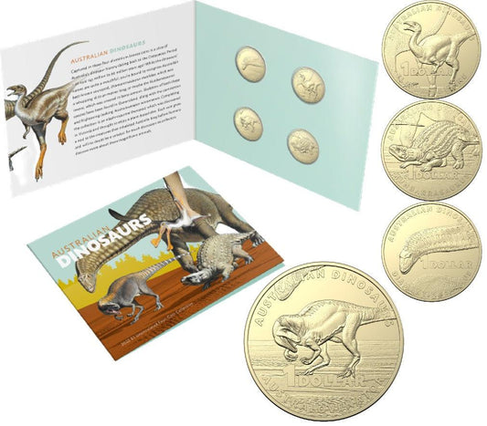 2022 Australia Post -  Australian Dinosaurs - $1 Uncirculated Four-Coin Collection - Loose Change Coins