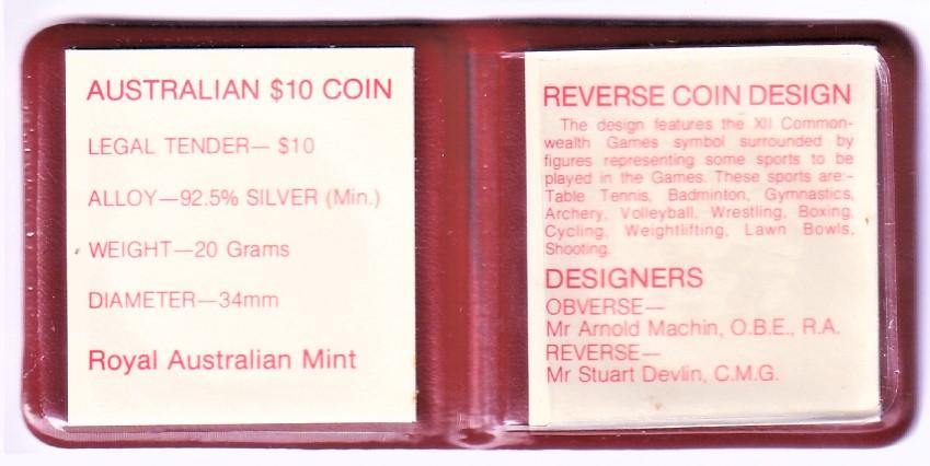 1982 Australian $10 Coin - Commonwealth Games XII - Silver Uncirculated Release - Loose Change Coins