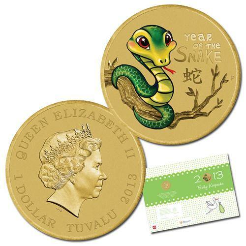 2013 Perth Mint and Australia Post $1 Coin and Card - Year of the Snake Baby Keepsake - Loose Change Coins