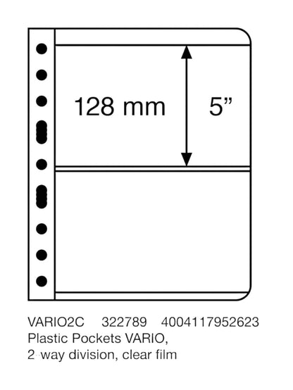 Lighthouse VARIO 2C Banknote & Stamp Stock Sheet 2 Pocket - Single Sided CLEAR (PK 5) - Loose Change Coins