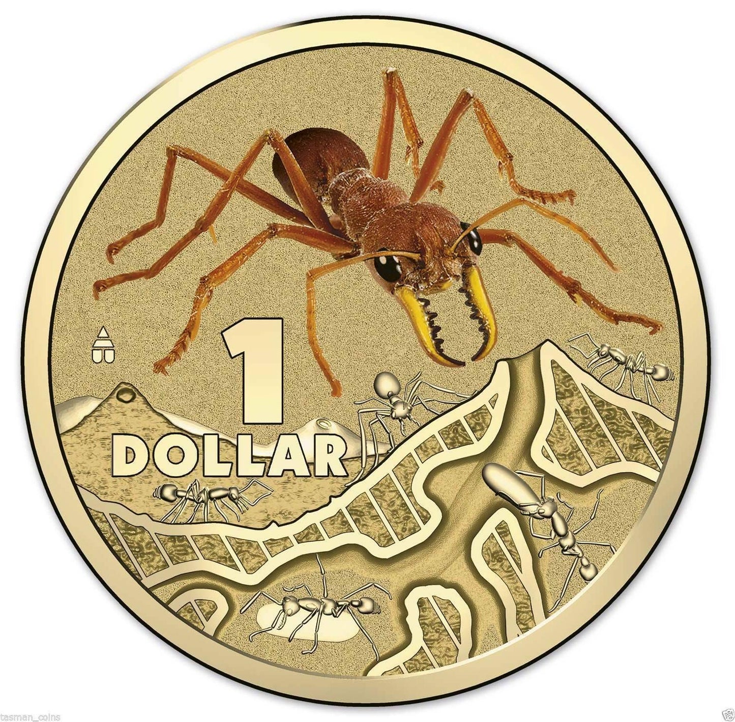 2014 PNC - Things that Sting - Bull Ant - Coloured One Dollar Coin - Loose Change Coins