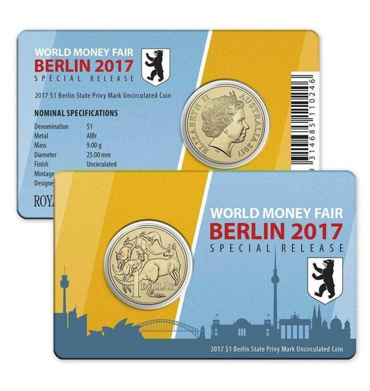 2017 World Money Fair One Dollar Coin - Berlin State Privy Mark - "Berlin Bear" Privy Mark - Loose Change Coins