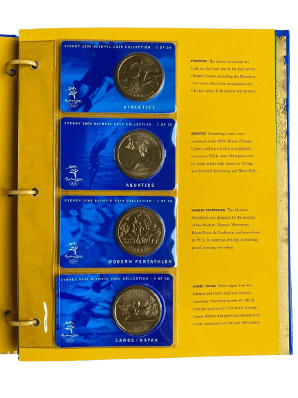 2000 Sydney Olympics $5 Dollar Coin Collection in Official Album - 28 Coins - Loose Change Coins