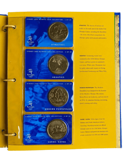 2000 Sydney Olympics $5 Dollar Coin Collection in Official Album - 28 Coins - Loose Change Coins