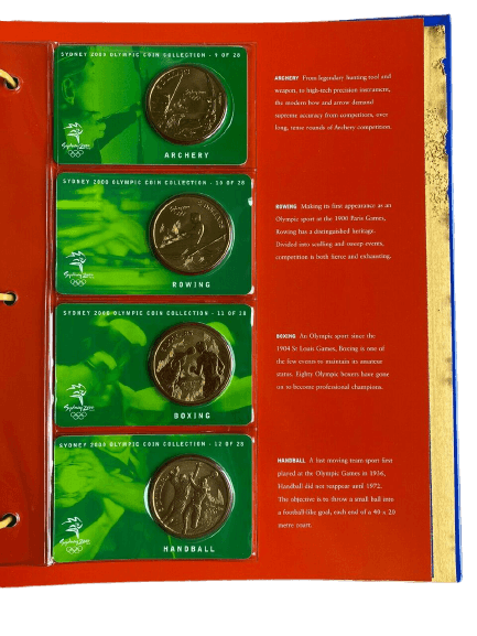 2000 Sydney Olympics $5 Dollar Coin Collection in Official Album - 28 Coins - Loose Change Coins