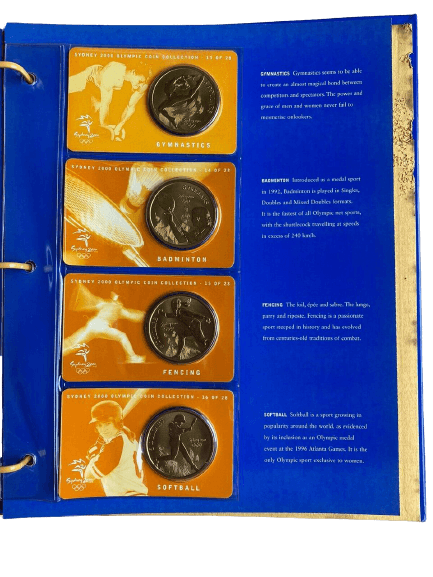 2000 Sydney Olympics $5 Dollar Coin Collection in Official Album - 28 Coins - Loose Change Coins